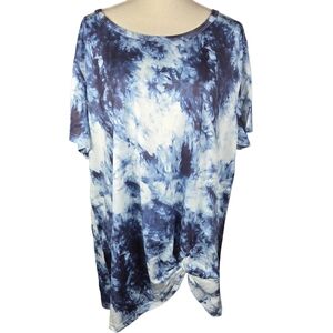 Dolnine Tie Dye Shirt Plus Size 24W -Blue & White NEW -Knotted -Short Sleeve